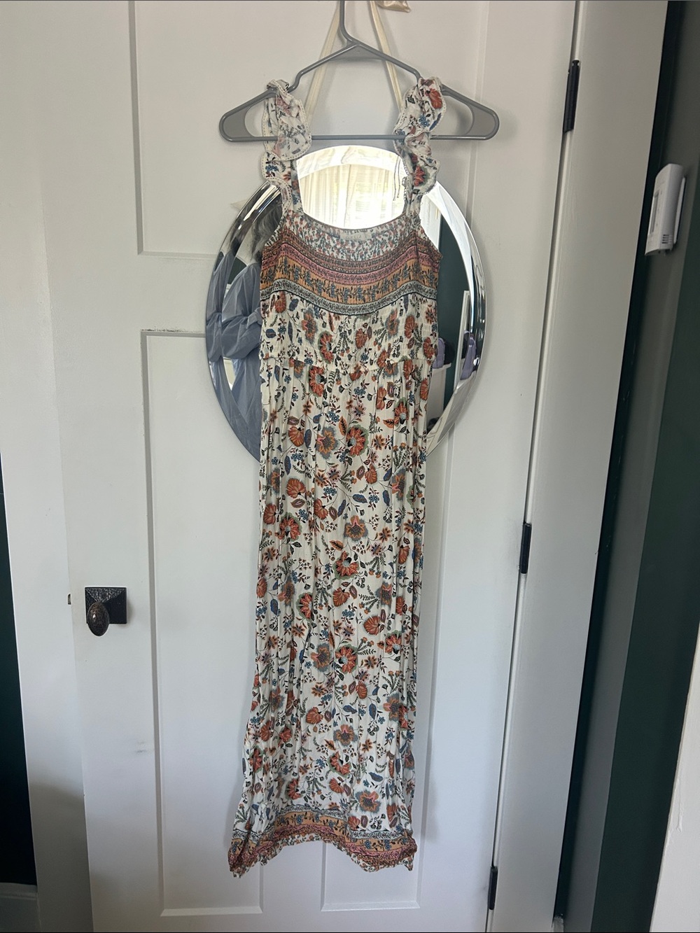 Floral Smocked Maxi Dress in Ivory and Rust illa illa